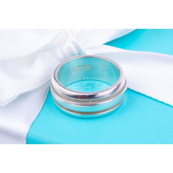 Tiffany & Co. Unisex Ring Atlas Groove Wide Sterling Silver Band Size 7.5 - Picture 7 of 10